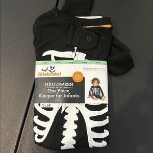 Celebrate Halloween Skeleton One Piece Sleeper for Infants - Black and White